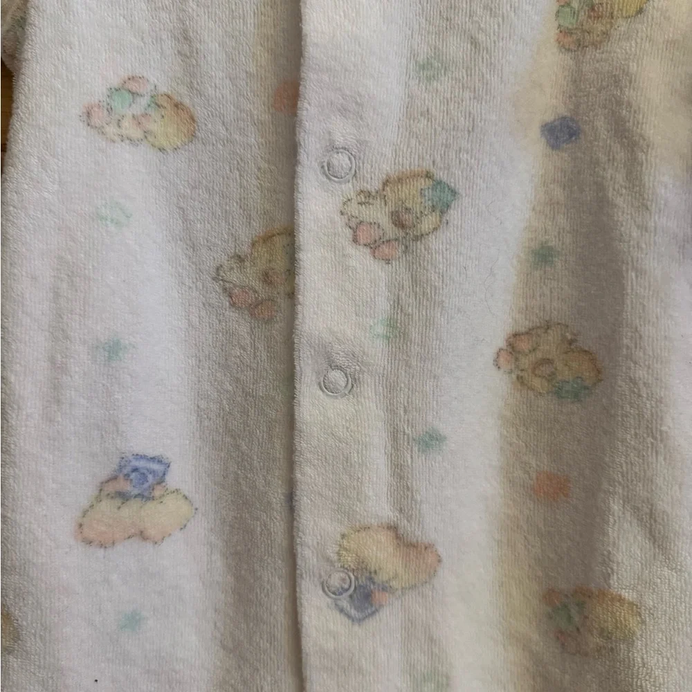 Vintage 6-12 Months Baby Retro Yellow Duck Footie Bodysuit Bundle